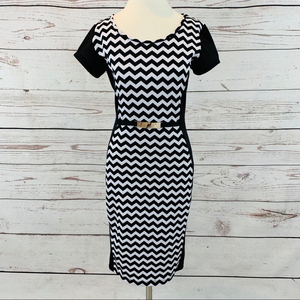 Andrea Missy black and white chevron dress sheath